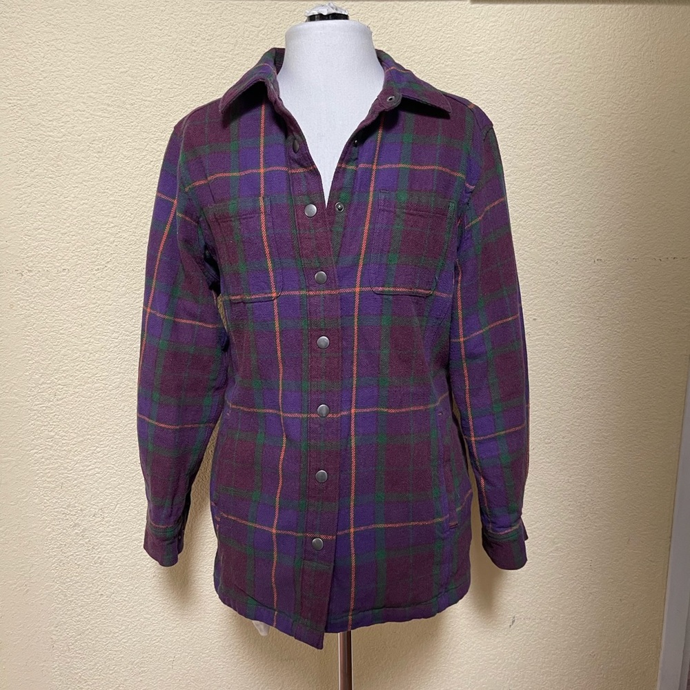 Duluth Trading Co. Purple Plaid Shacket, size S
